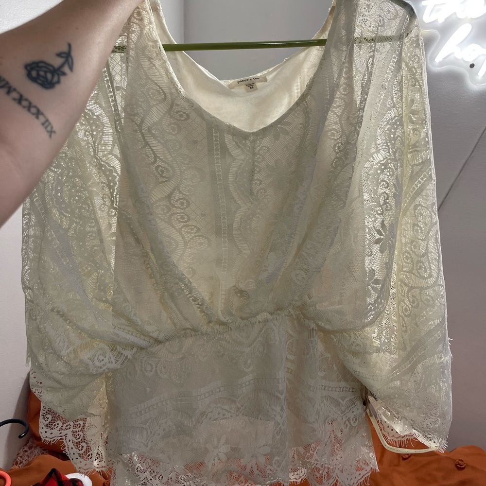 Paper + Tee Boho style lace shirt